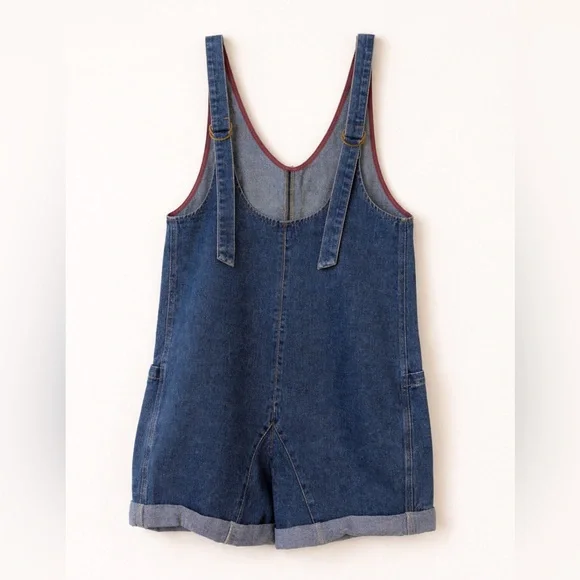 Denim Women's Short Overalls Romper - Picture 3 of 3